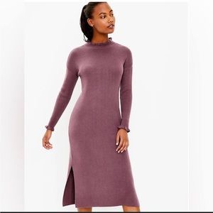 Loft Purple Scalloped Sweater Dress